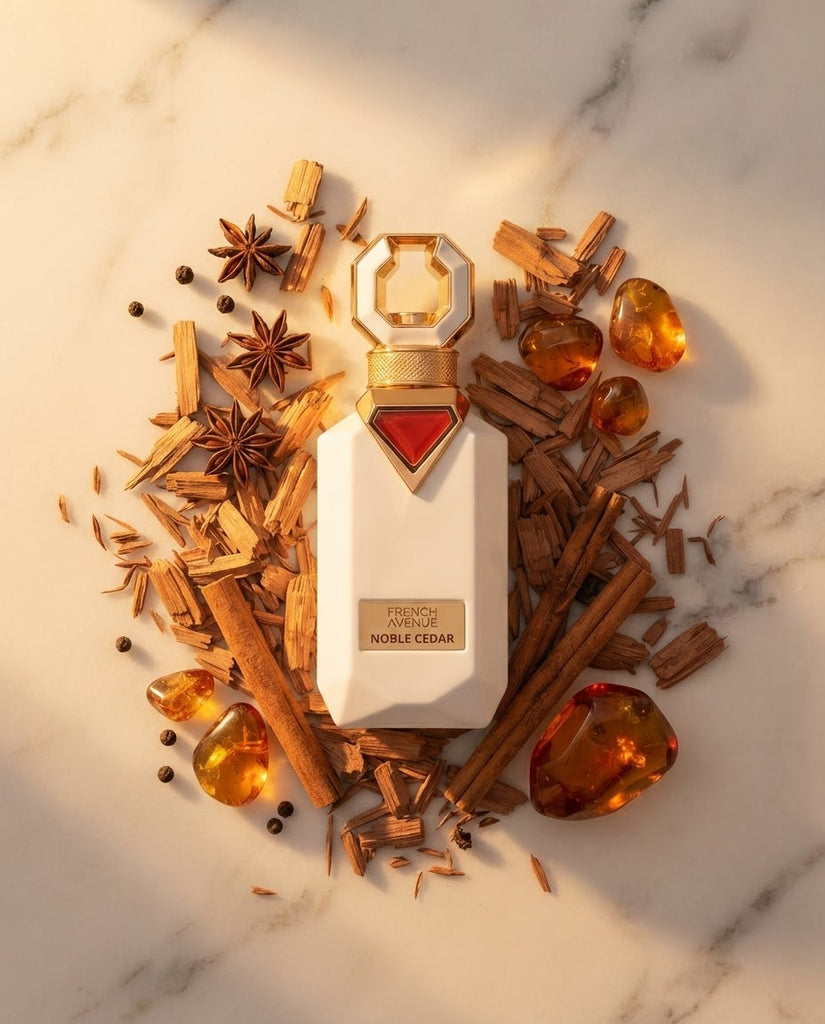 Noble Cedar French Avenue tenu en main, flacon 100ml