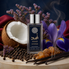 Asad Zanzibar 30 ml entouré de ses notes : coco, iris, poivre, lavande, vanille et encens
