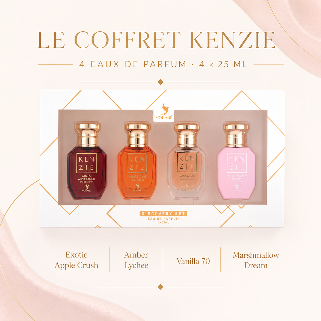Contenu du coffret Kenzie Volaré : quatre eaux de parfum de 25 ml